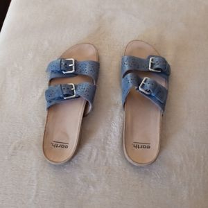 Earth slide style womens sandles sapphire blue sand antigua 2 perforated straps